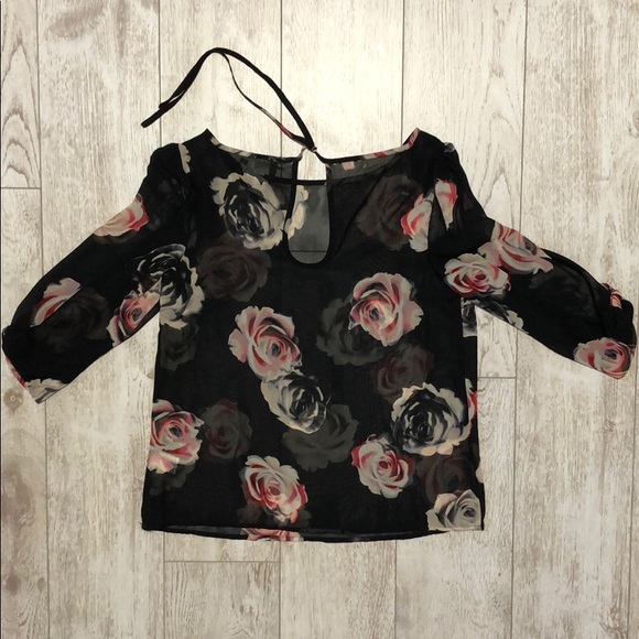 Lauren Conrad sheer rose print blouse size XS - Picture 4 of 4